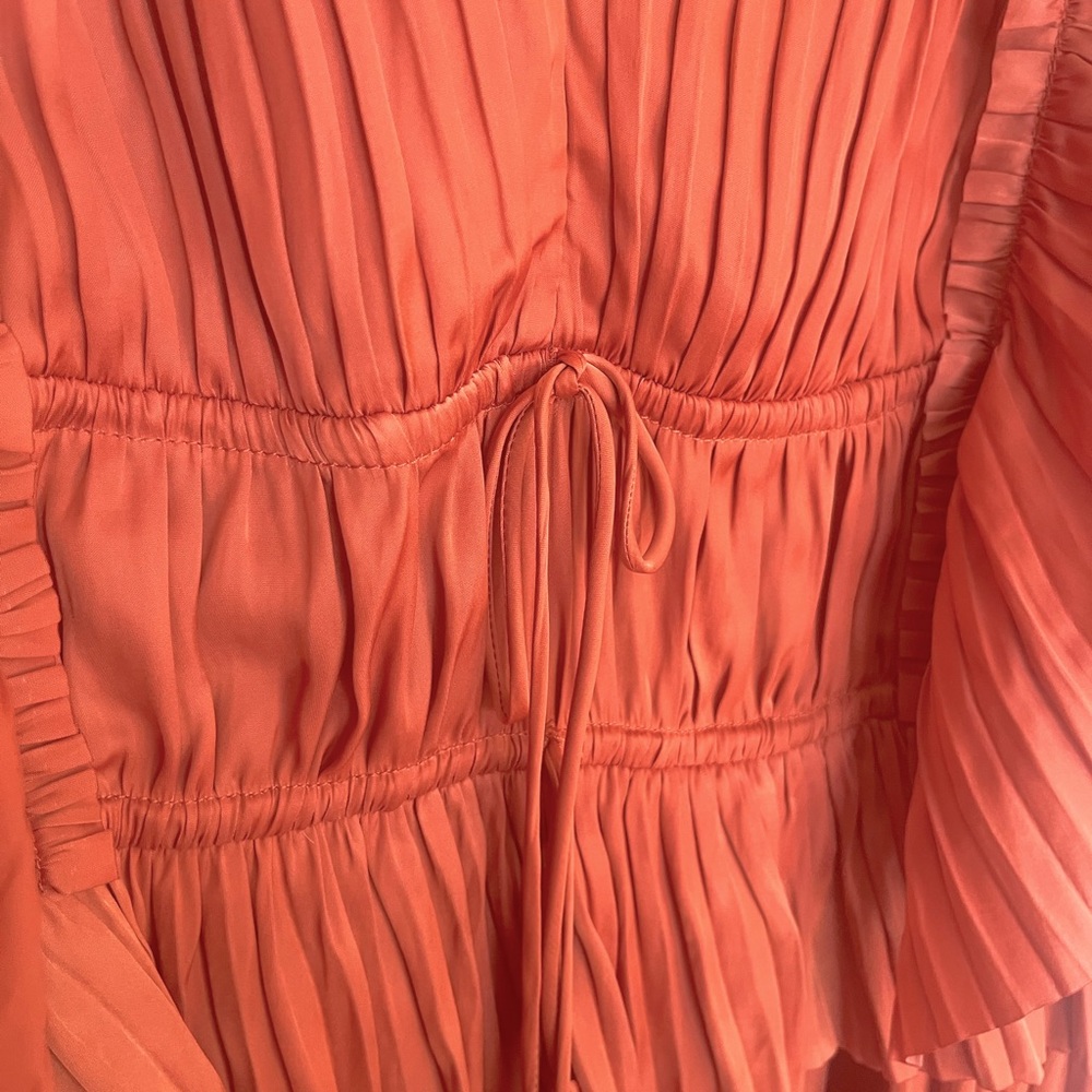 Ulla Johnson Letty Pleated Ruffe Satin Midi Dress - Picture 8 of 12